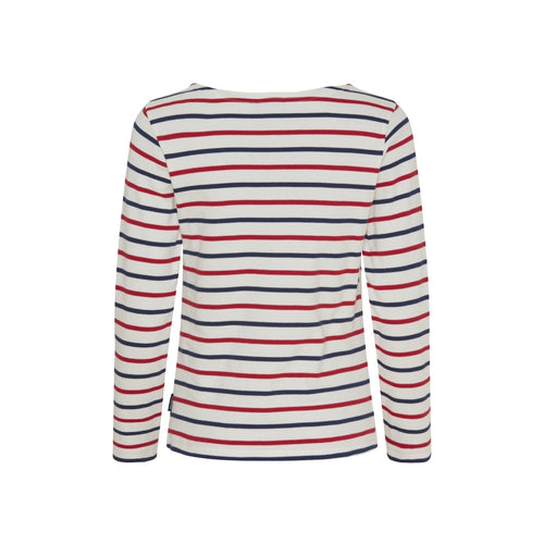 Antibes Striped Long Sleeve Tee - Pearl/SR Navy/Red