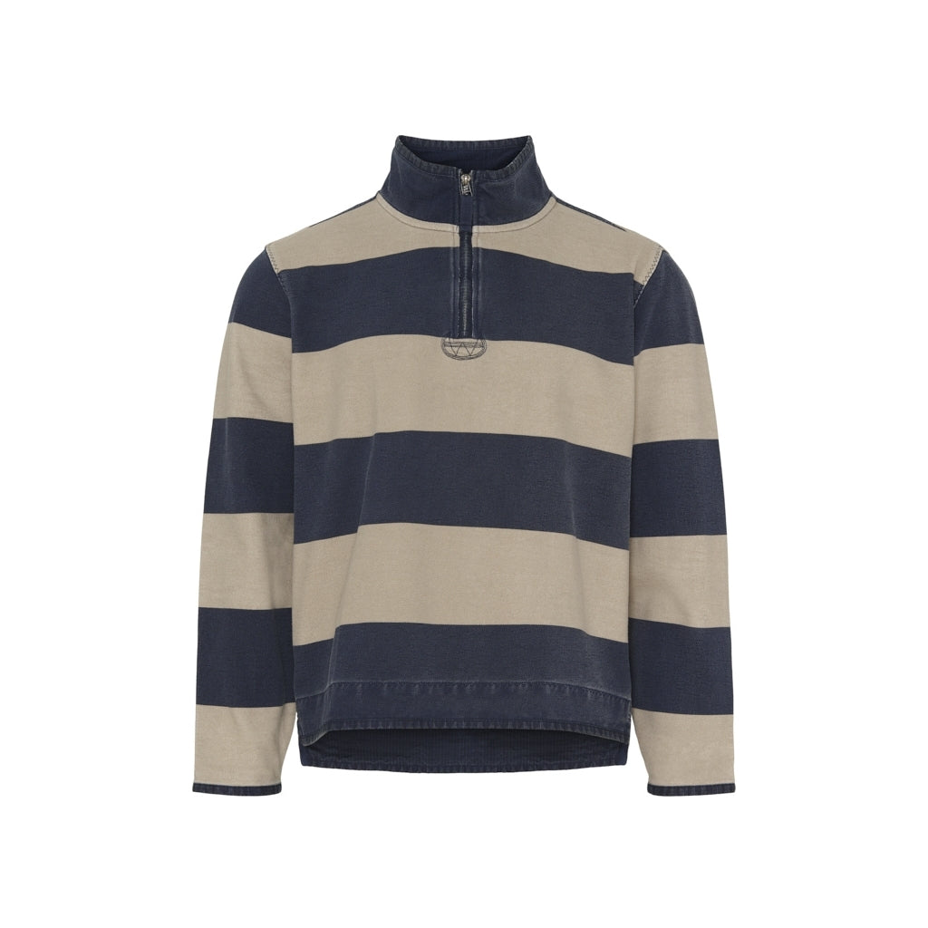 Bertram Half Zip Sweat - Navy / Lilas /Grey Melange
