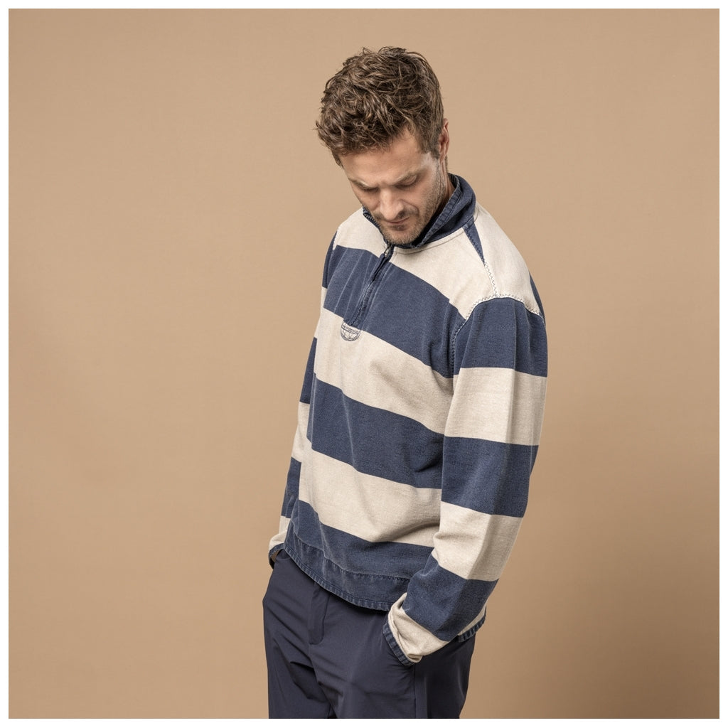 Bertram Half Zip Sweat - Navy / Lilas /Grey Melange