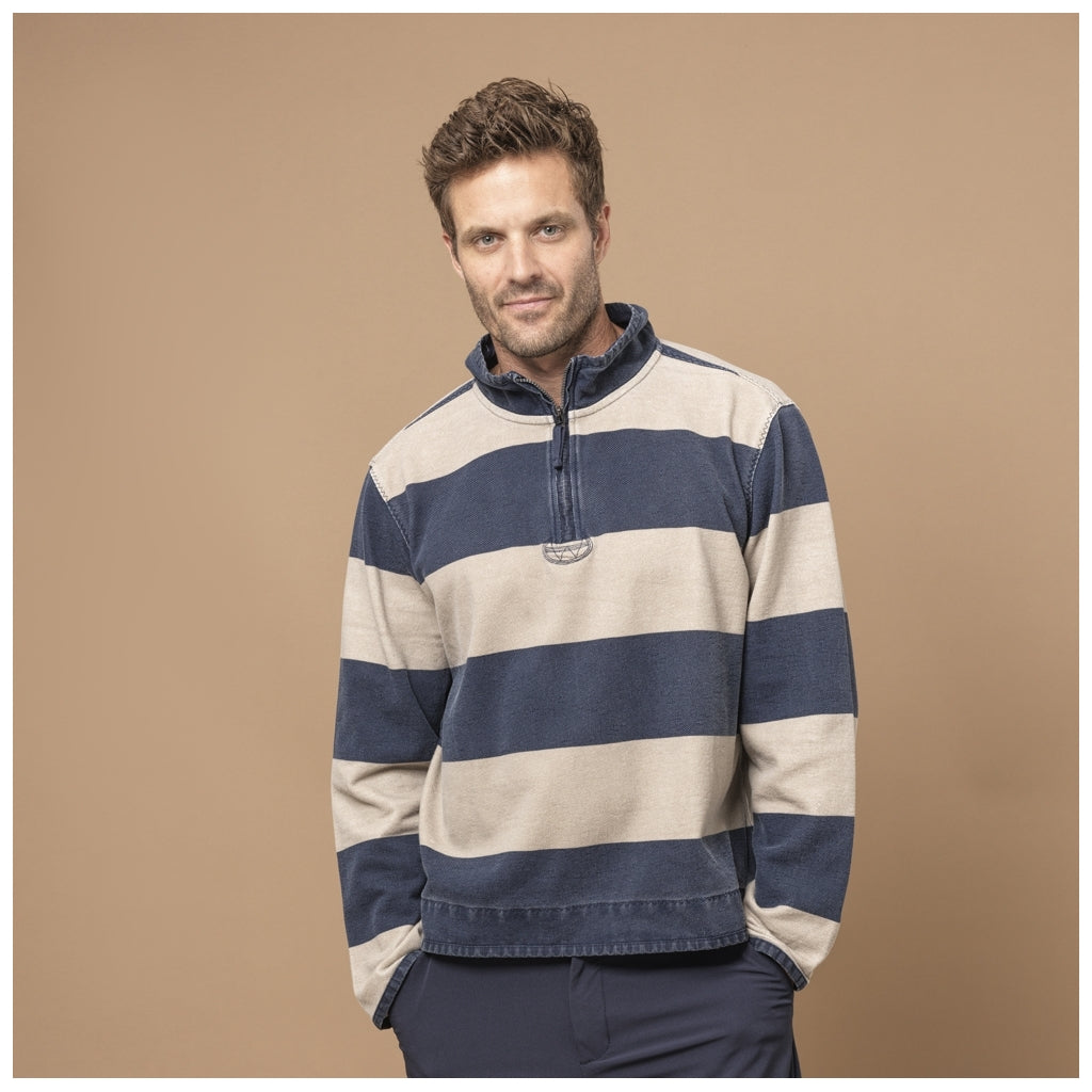 Bertram Half Zip Sweat - Navy / Lilas /Grey Melange