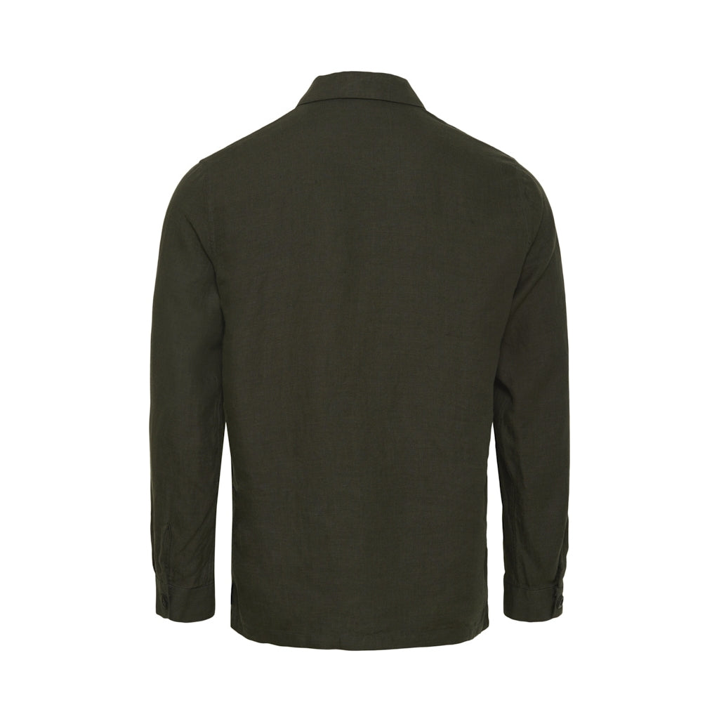 Bo Linen Overshirt - Dark Olive Green