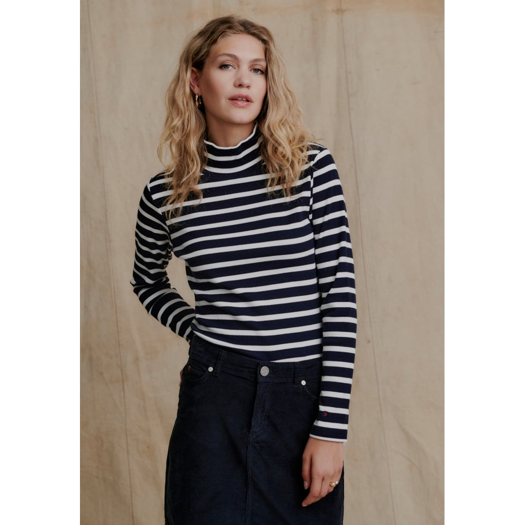 Cherry Rollneck - Navy Stripe