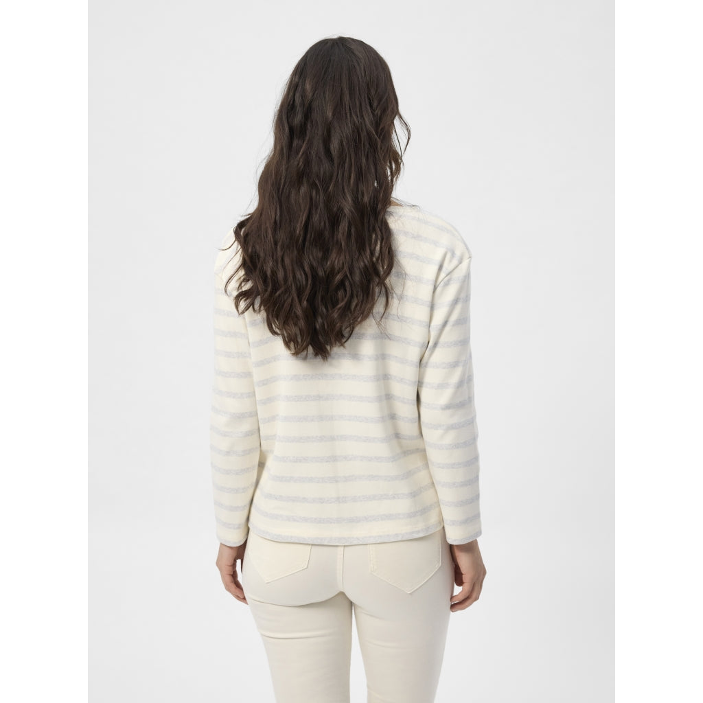 Claudia T-shirt - Grey Melange Stripe