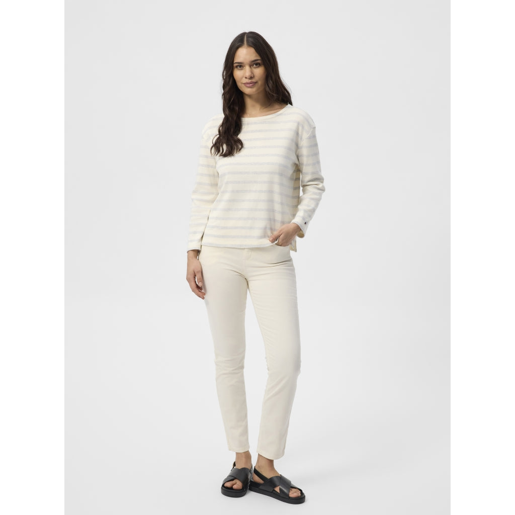Claudia T-shirt - Grey Melange Stripe