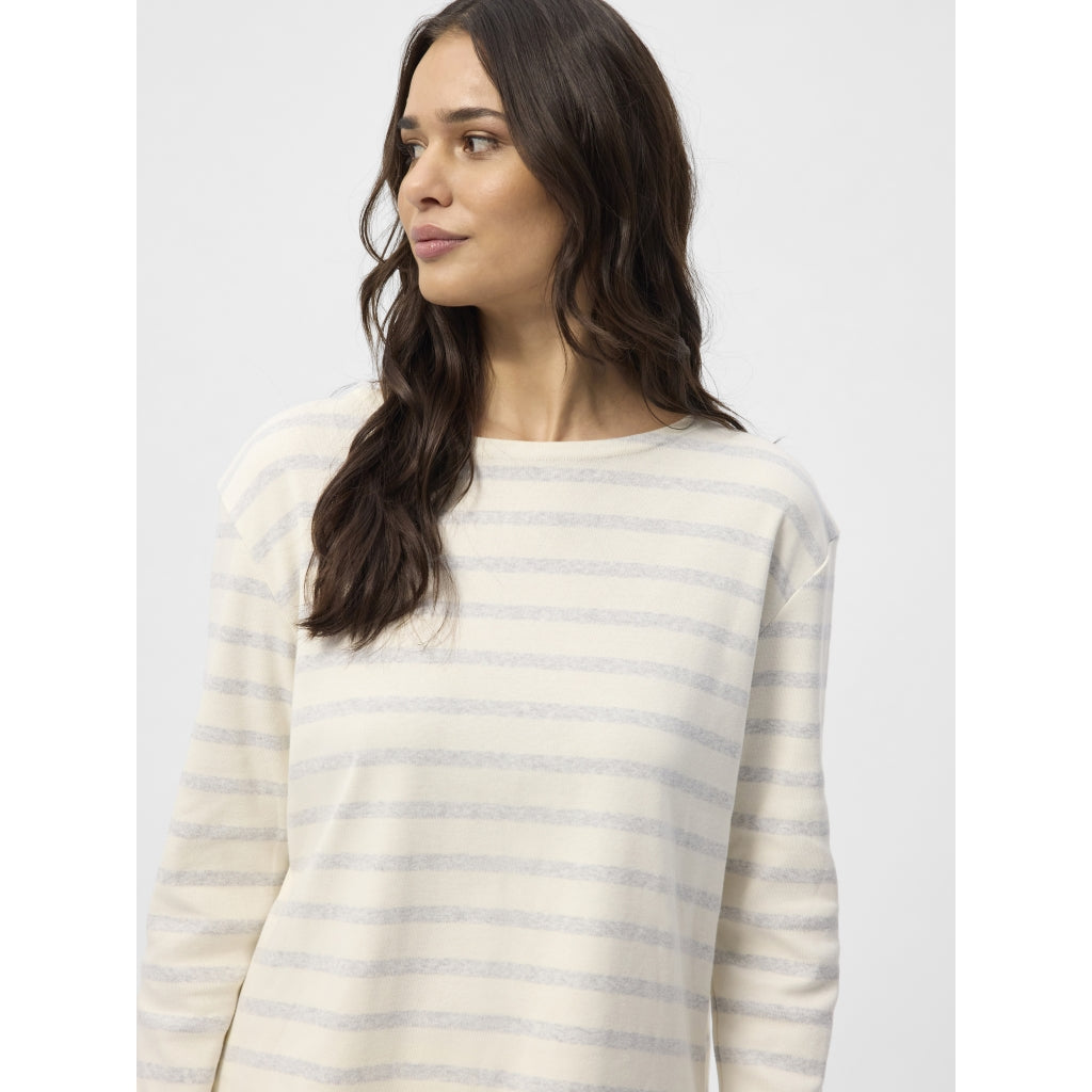 Claudia T-shirt - Grey Melange Stripe