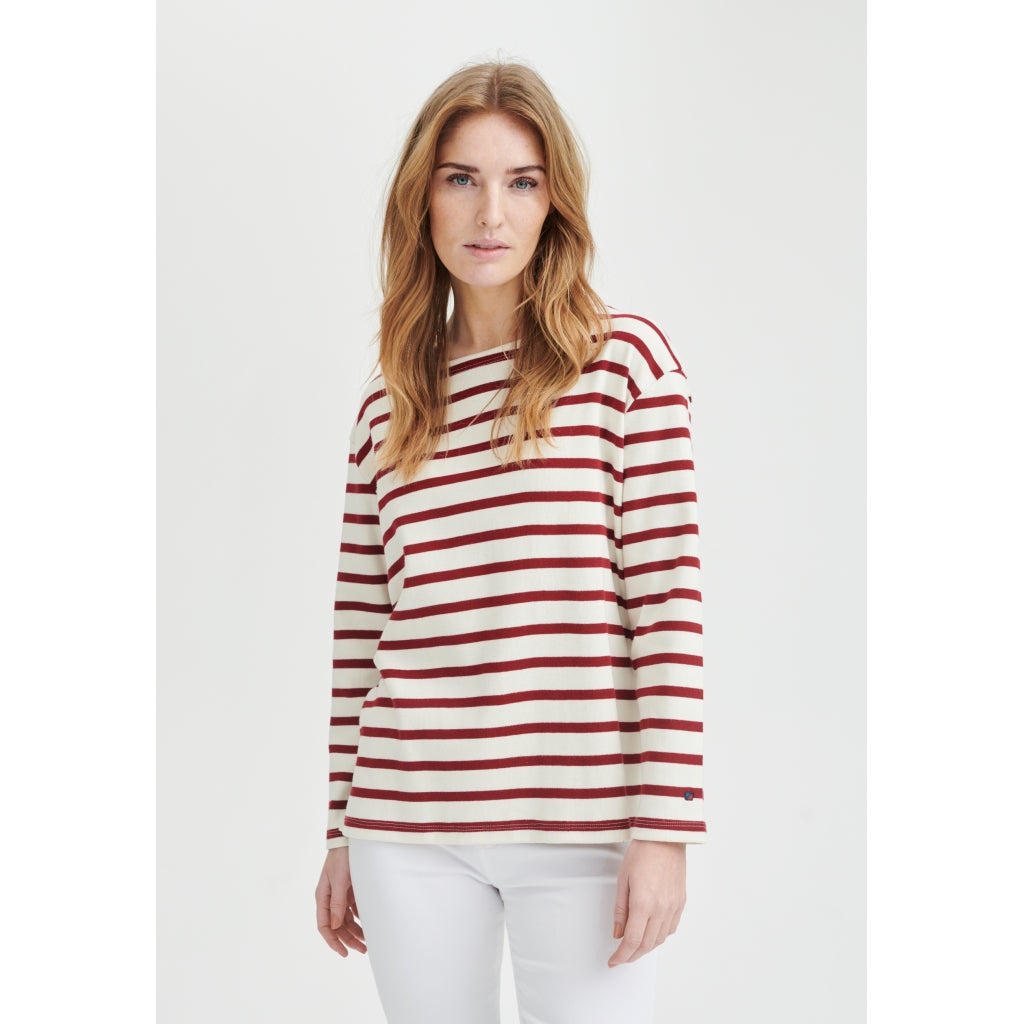 Claudia T-shirt - Dark Red Stripe