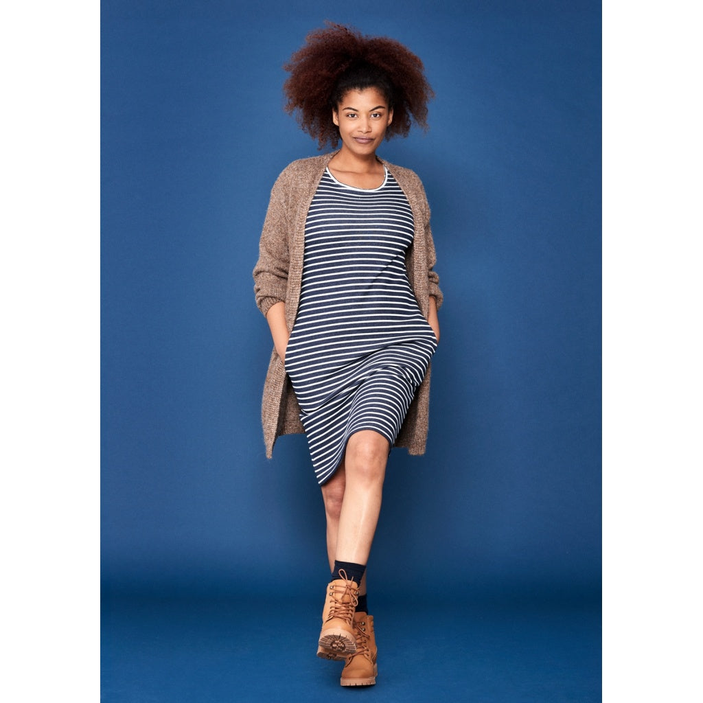 Daphne Striped Long Sleeve Dress - SR Navy/Pearl