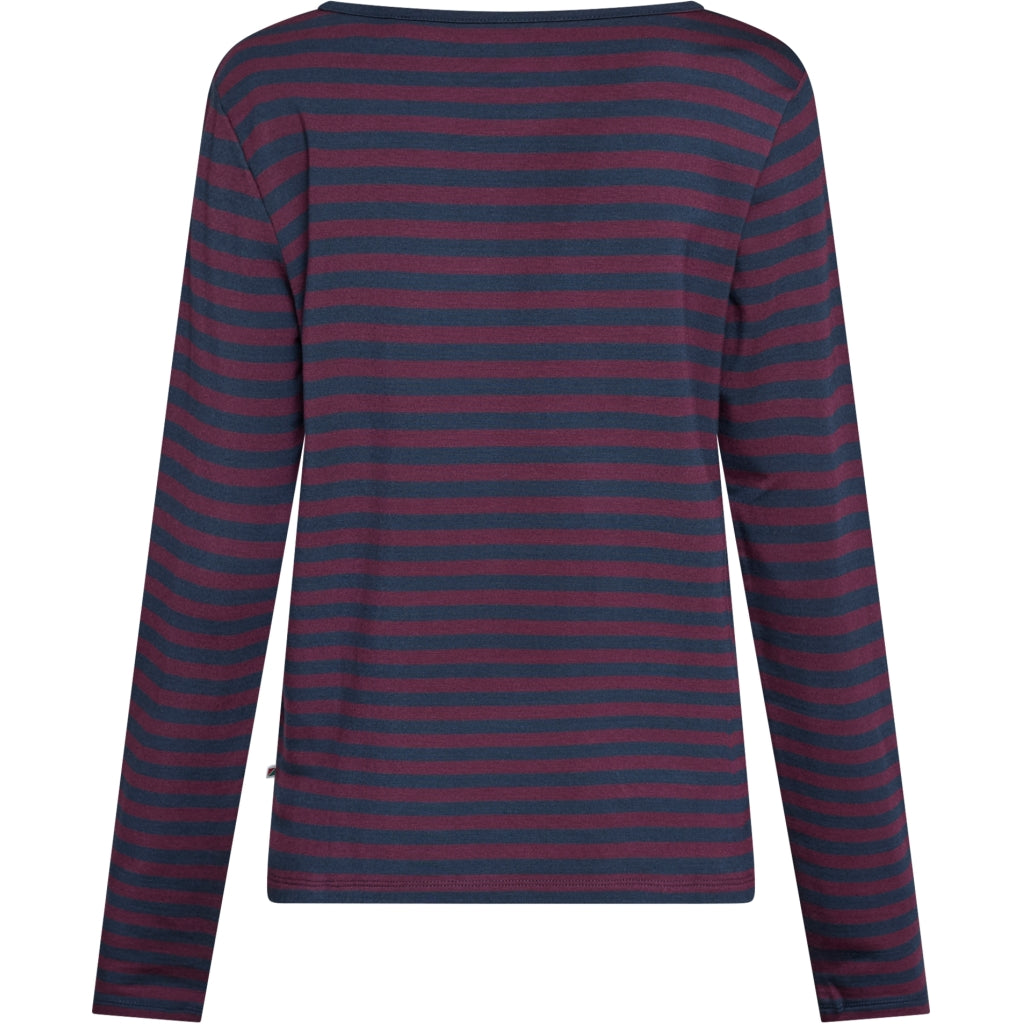 Fie Long Sleeve T-shirt - Eggplant Stripe