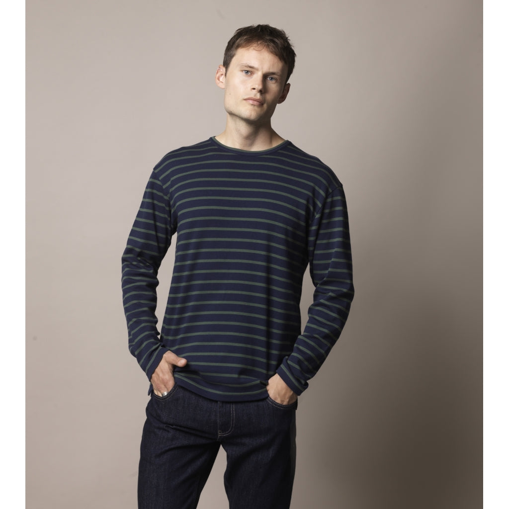 Grenaa Striped Long Sleeve Tee - SR Navy / Sycamore Green