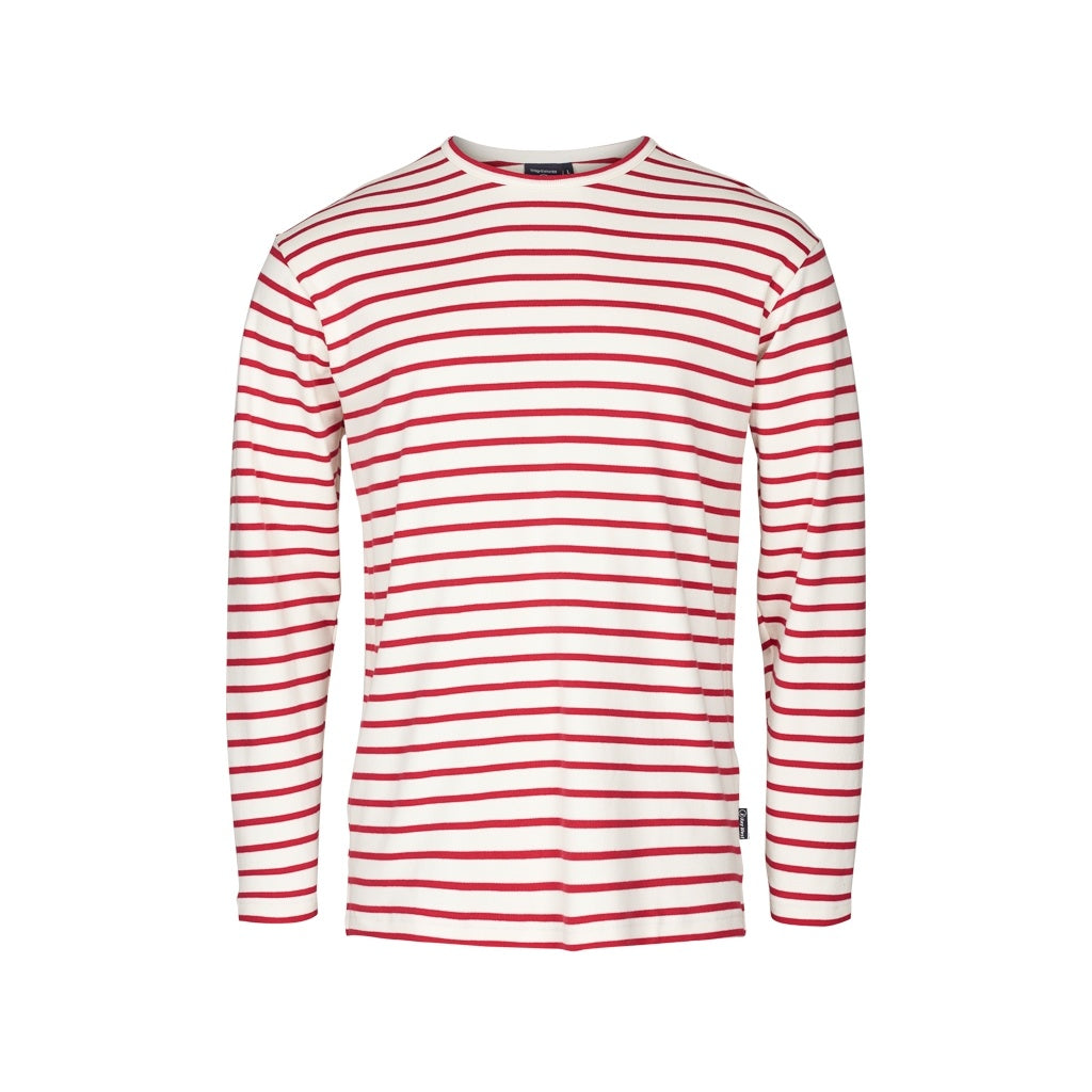 Grenaa Striped Long Sleeve Tee - Ecru/SR Red