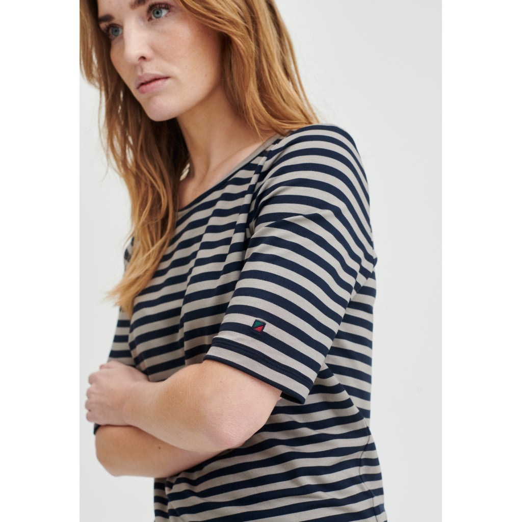 Hedy kortærmet T-shirt - Sand Stripe