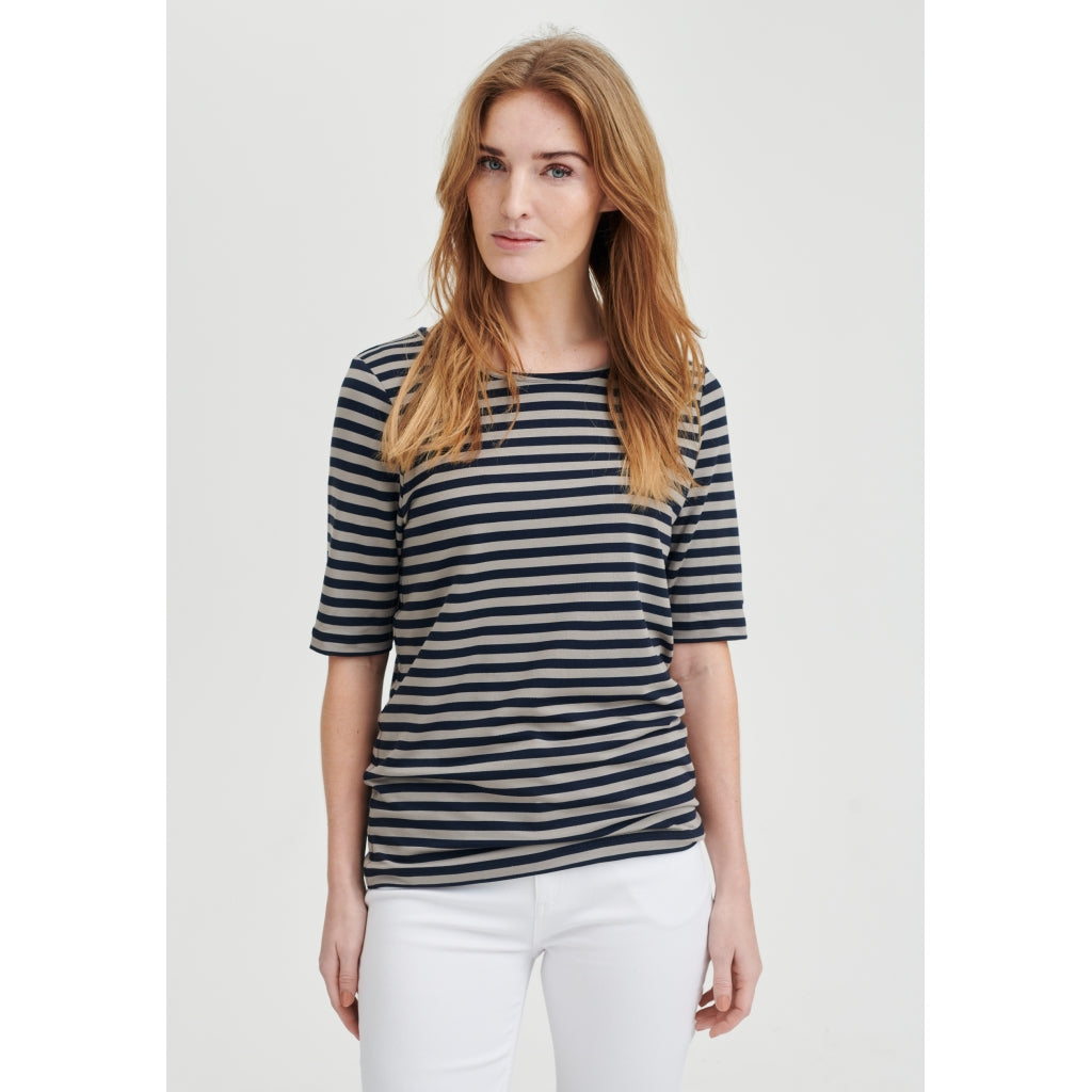 Hedy kortærmet T-shirt - Sand Stripe
