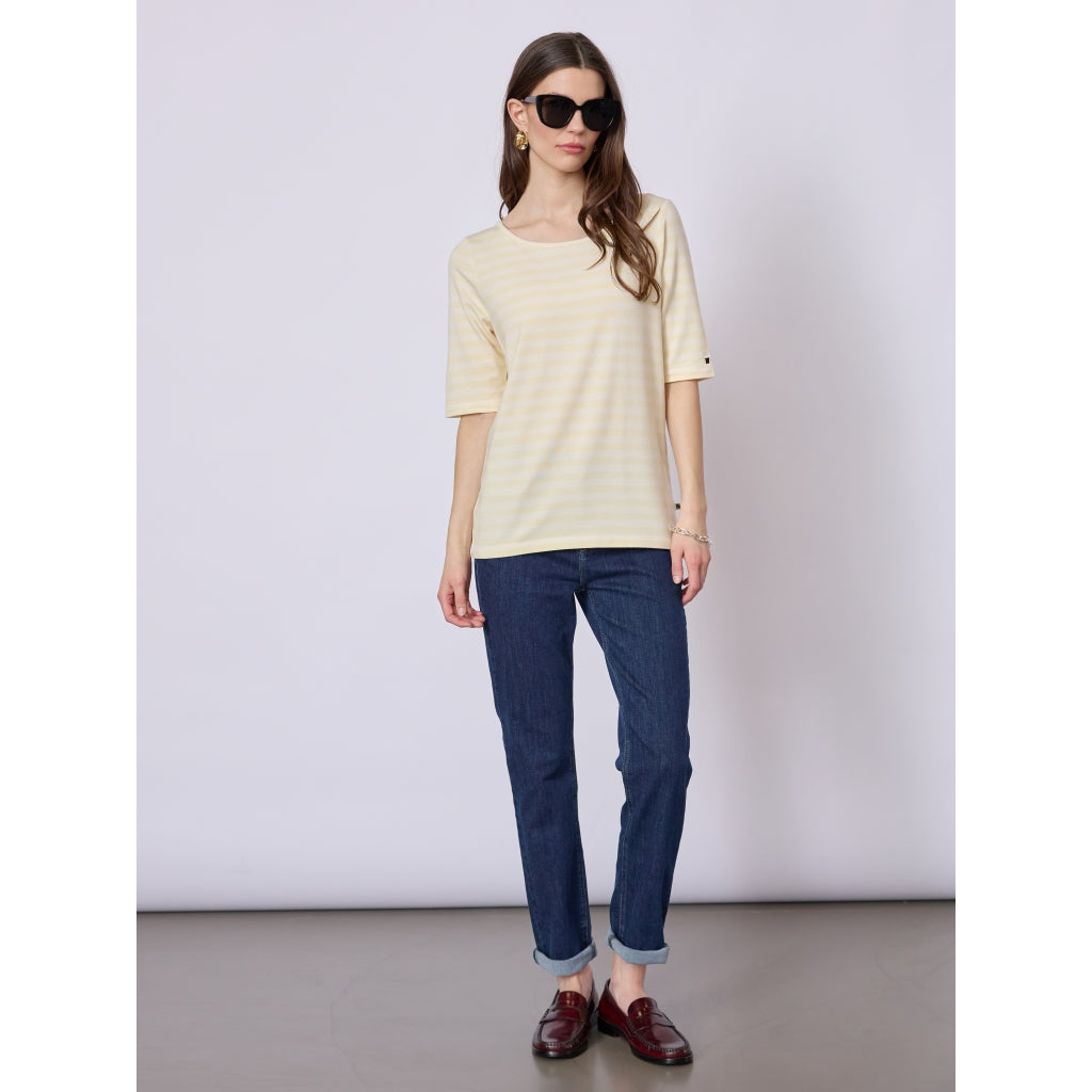 Hedy kortærmet T-shirt - Yellow Pastel Stripe