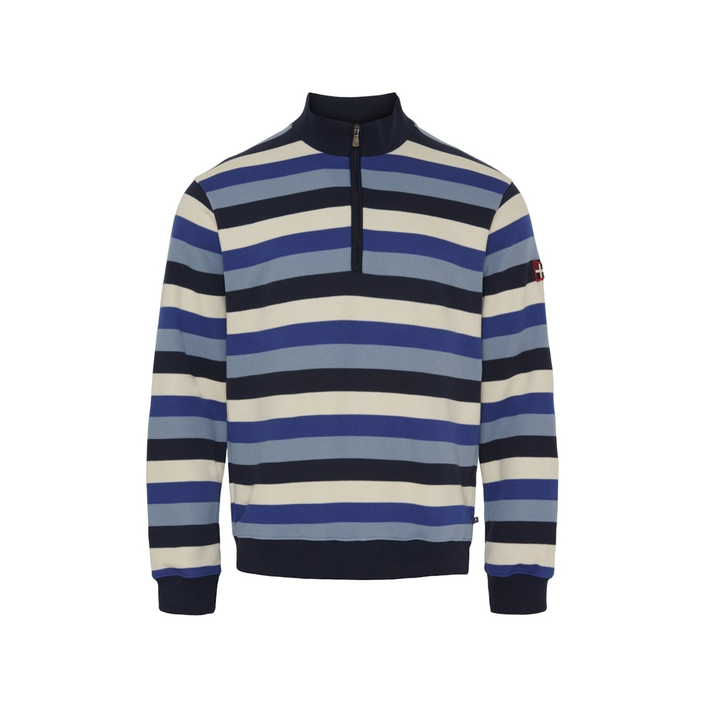 Hutchinson Half Zip - Dark Navy Multi Stripe