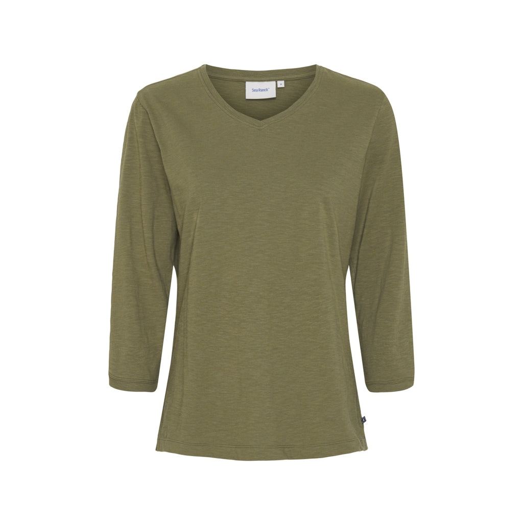 Kaya 3/4 length Sleeve Tee - Army Grøn