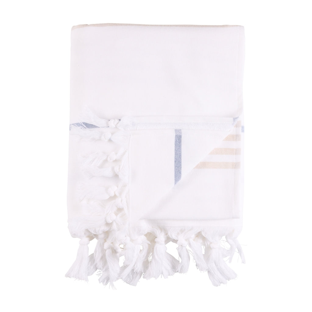 Long Beach Towel - White/Oxford Tan
