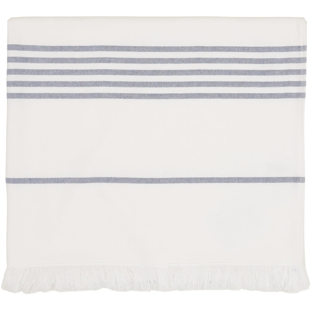Long Beach Towel - White/Dark Navy