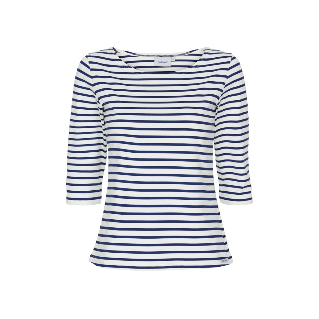 Marina tee with UV protection - White / Twilight Blue