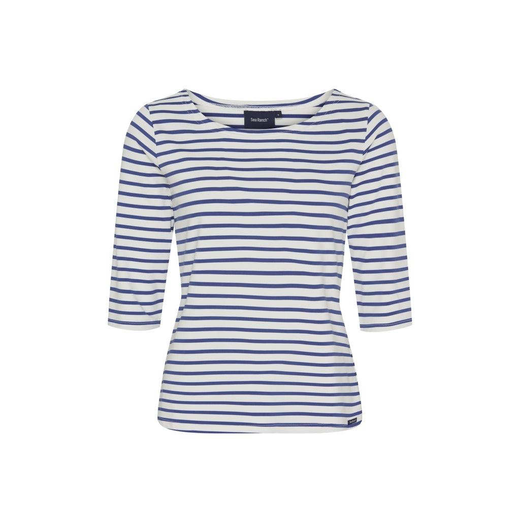 Marina tee with UV protection - White / Monaco Blue