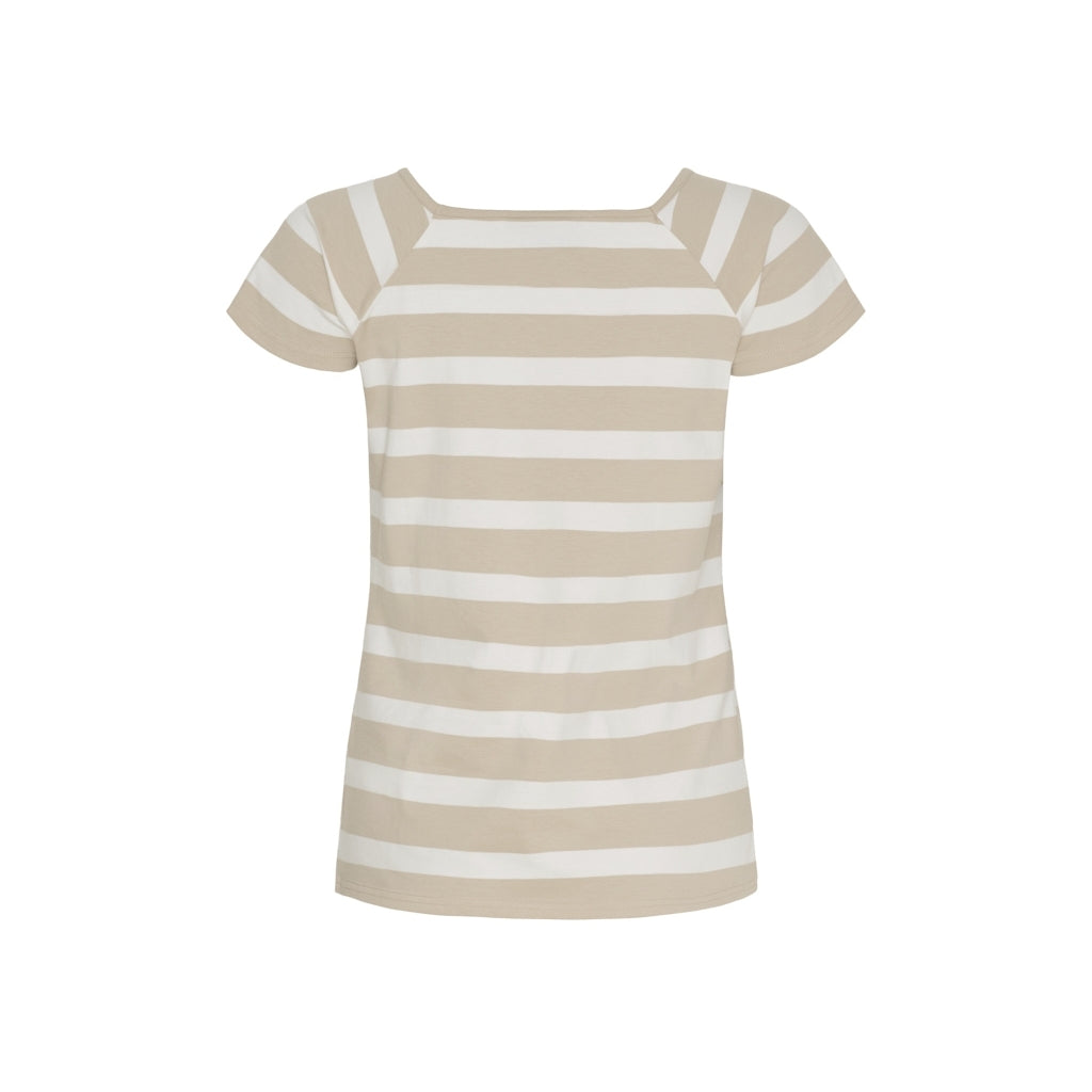 Melanie Striped Short Sleeve Tee - Doeskin / Pearl