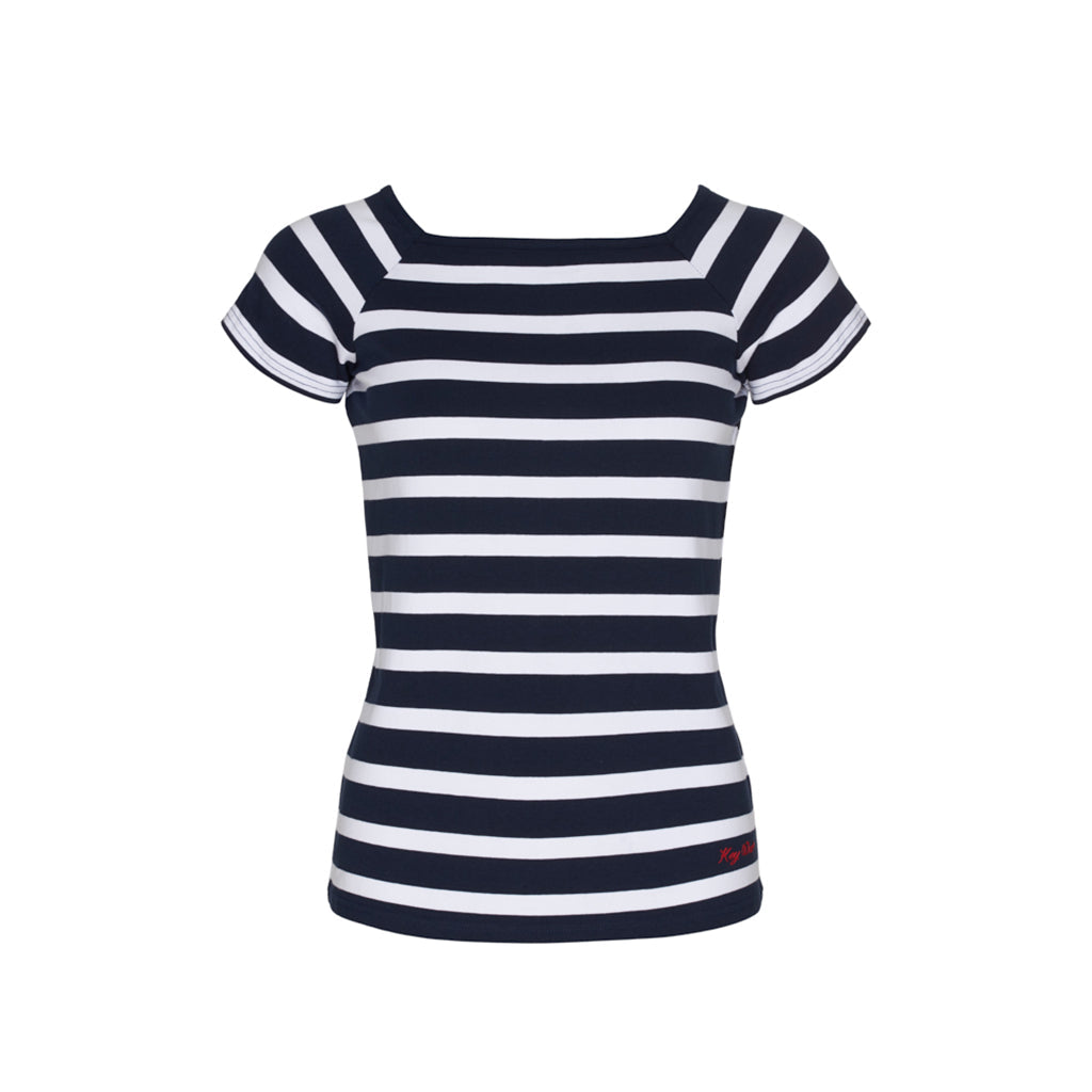 Melanie Striped Short Sleeve Tee - SR Navy/Pearl