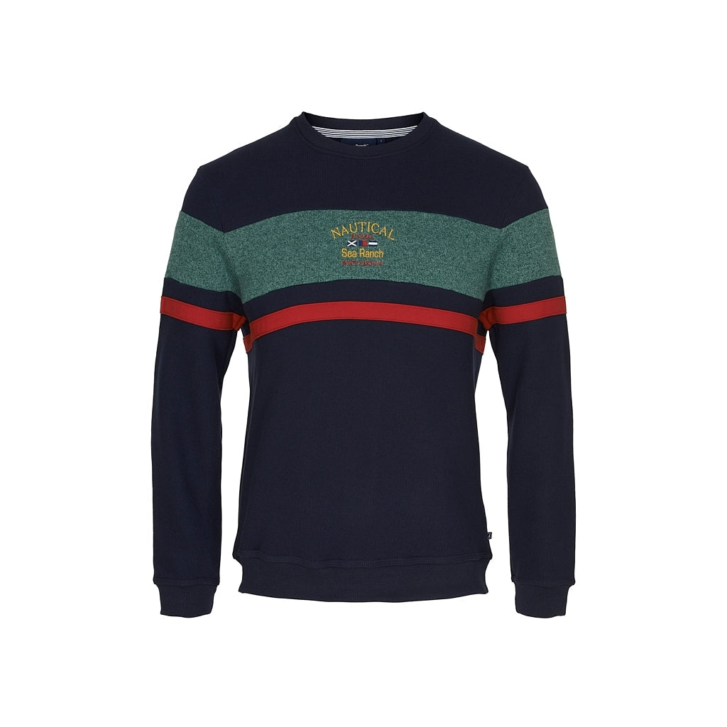 Miki Retro Long Sleeve Sweater - SR Navy/Ivy Green
