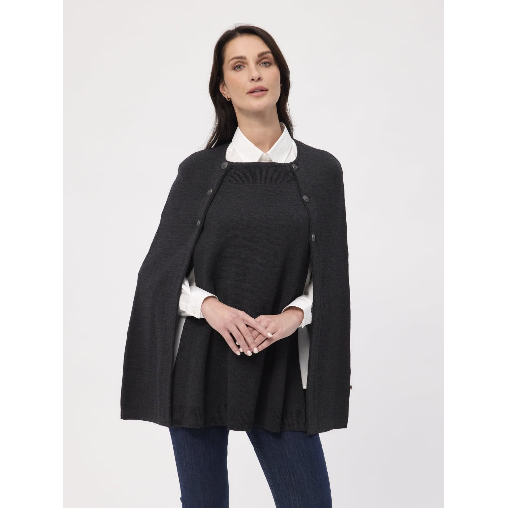Noemi strikket poncho - Black Melange