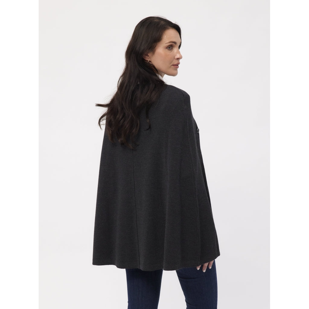 Noemi strikket poncho - Black Melange