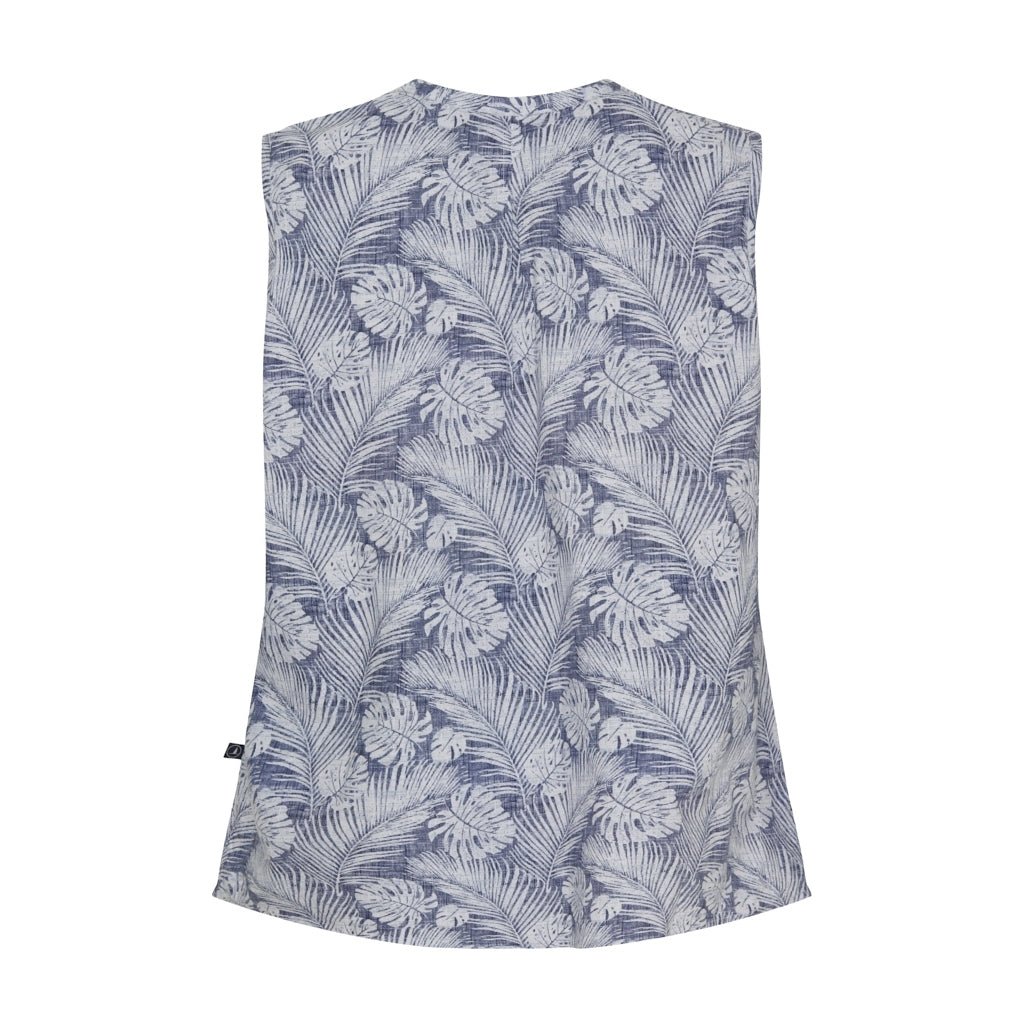Octavia Shirt - Blue Palm Print