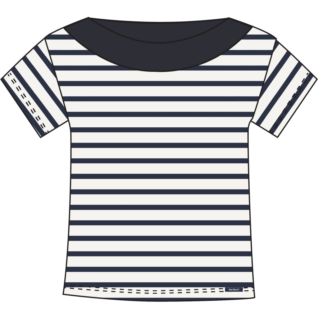 Patrizia Short Sleeve Tee - Pearl/Dark Navy