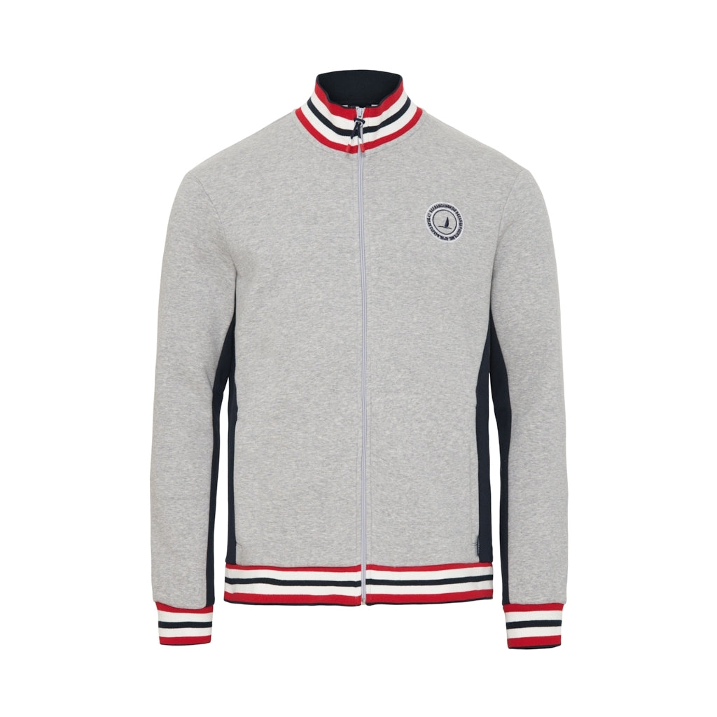 Paul Sweat Zip - Grey Melange / Dark Navy