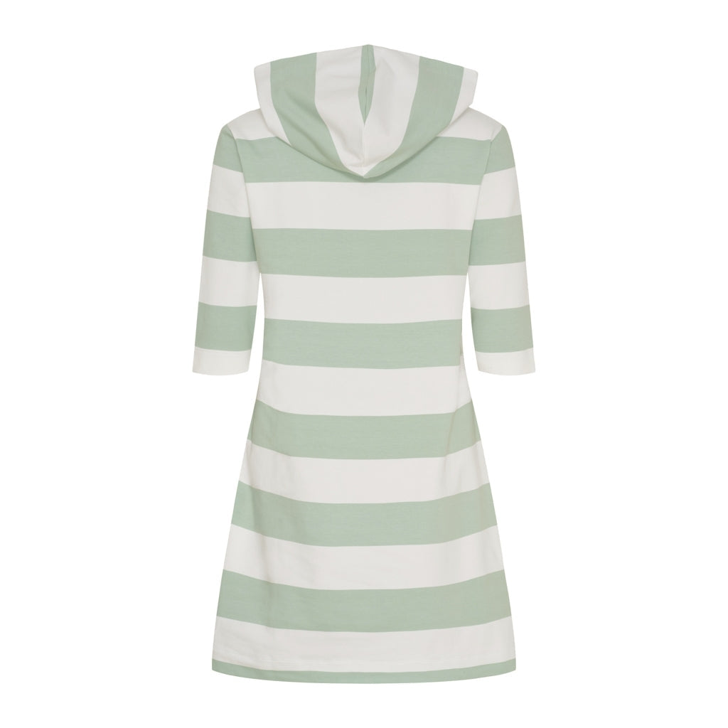 Ronja Striped 3/4 Sleeve Sweat Dress - Pearl / Pastel Green
