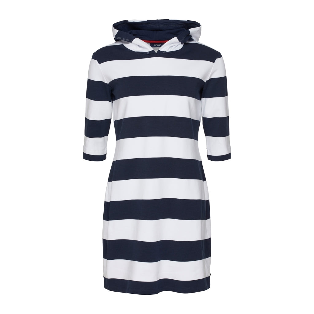 Ronja Striped 3/4 Sleeve Sweat Dress - SR Navy/Pearl