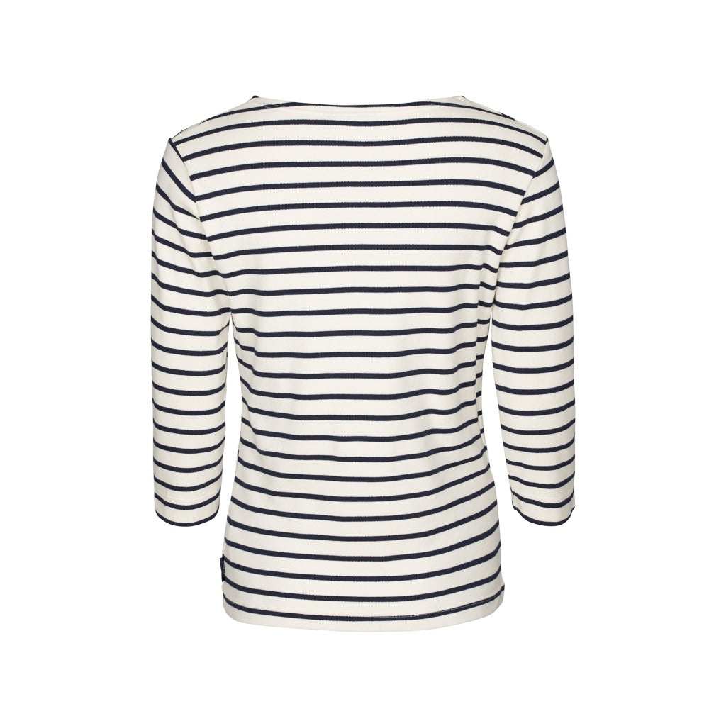 Santi Striped 3/4 Sleeve Tee - Ecru/SR Navy