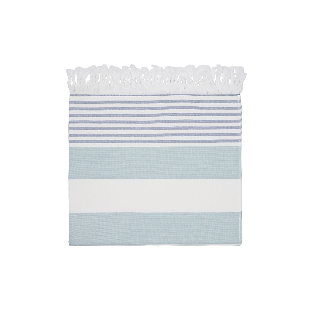 Striped Beach Towel - White / Dusty Green