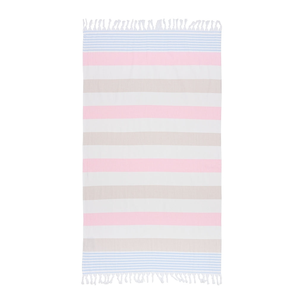 Striped Beach Towel - Multistripe Pink