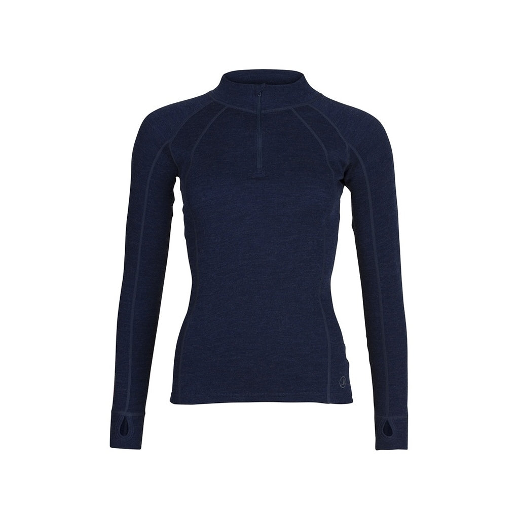 Womens Merino Wool Zip Neck - Navy